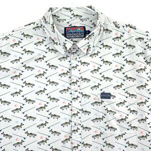 Burlebo Performance Fly Fishing Button Up Short Sleeve Shirt Fishing Lures XL
